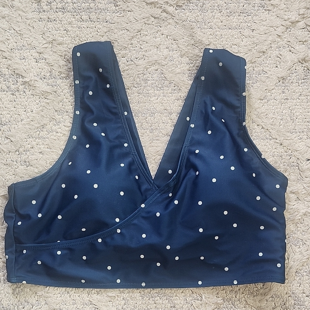 Nani Swimwear Navy Dotted Switch V Crop Bikini Top Size Large